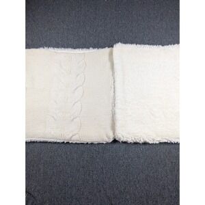 London Kaye Cream Cable Knit Faux Fur Throw Pillow Cover 18x18 Square Ivory